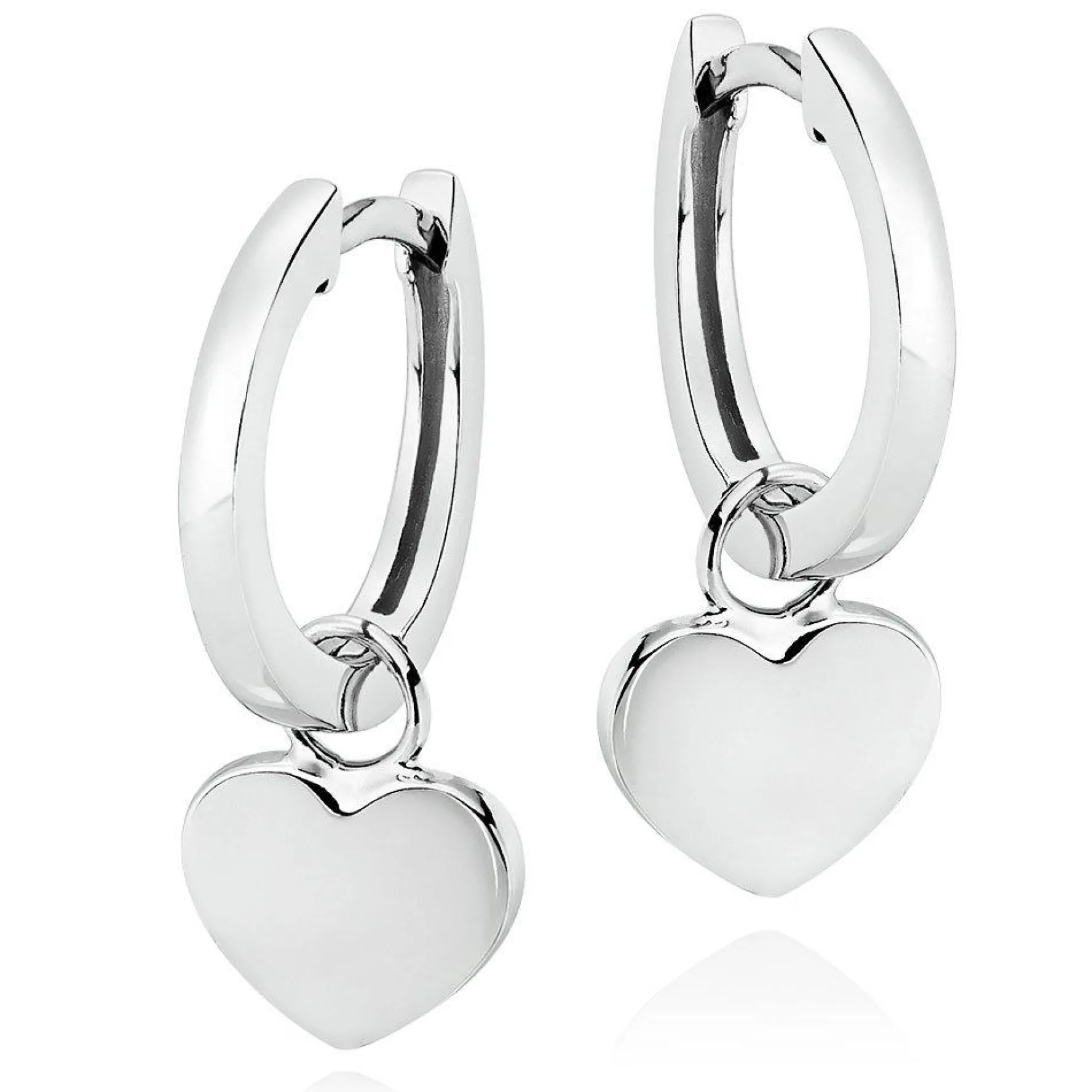 Beaverbrooks Silver Heart Huggie Hoop Earrings