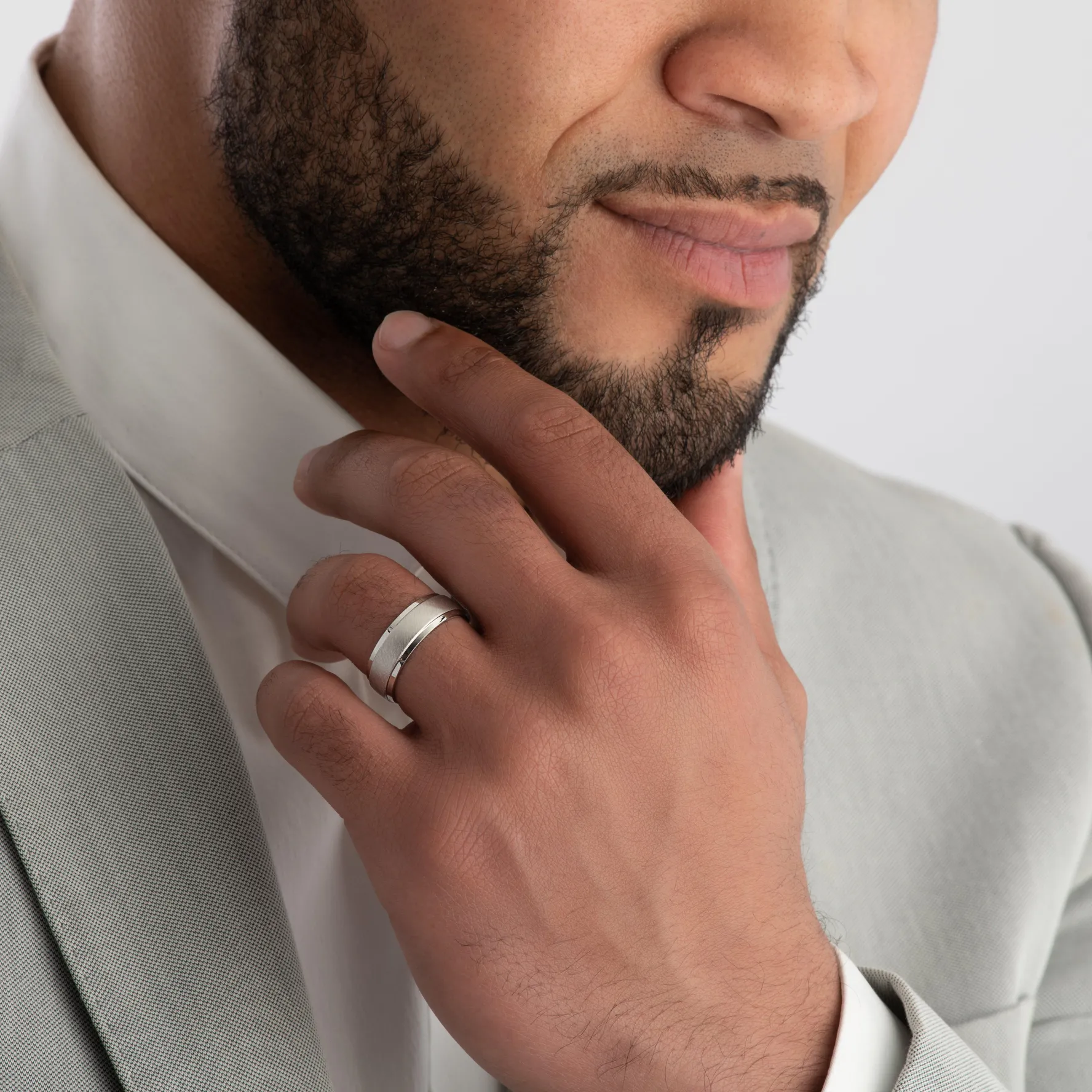 Beaverbrooks Silver 7mm Textured Men's Ring
