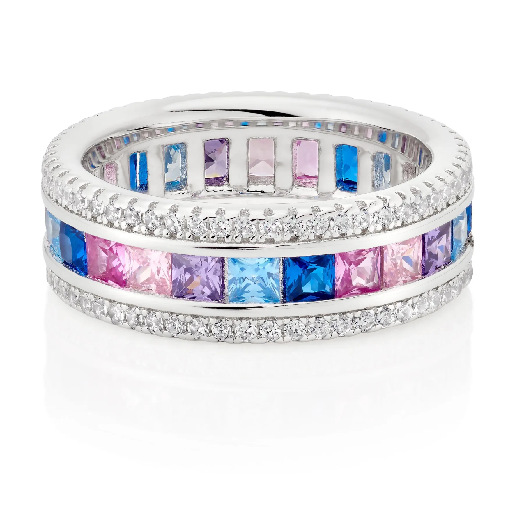 Beaverbrooks Silver Multi Coloured Cubic Zirconia Ring