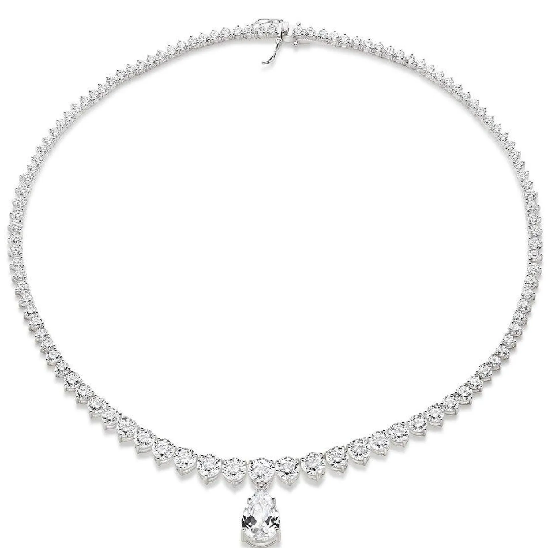 Beaverbrooks Silver Pear-Shaped Cubic Zirconia Necklace