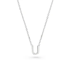 Beaverbrooks Silver Petite Initial U Necklace