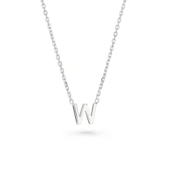 Beaverbrooks Silver Petite Initial W Necklace