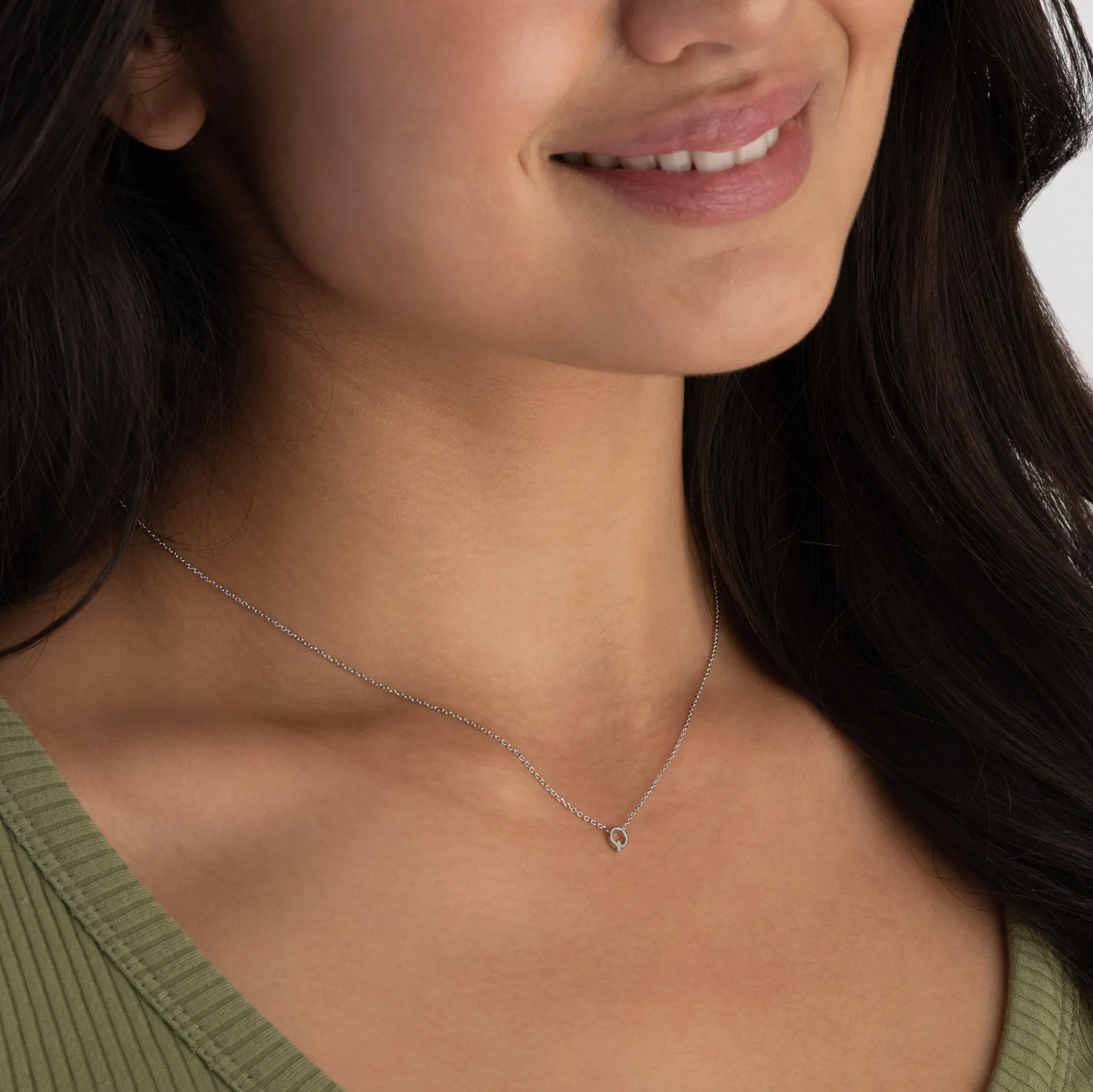 Beaverbrooks Silver Petite Initial Q Necklace