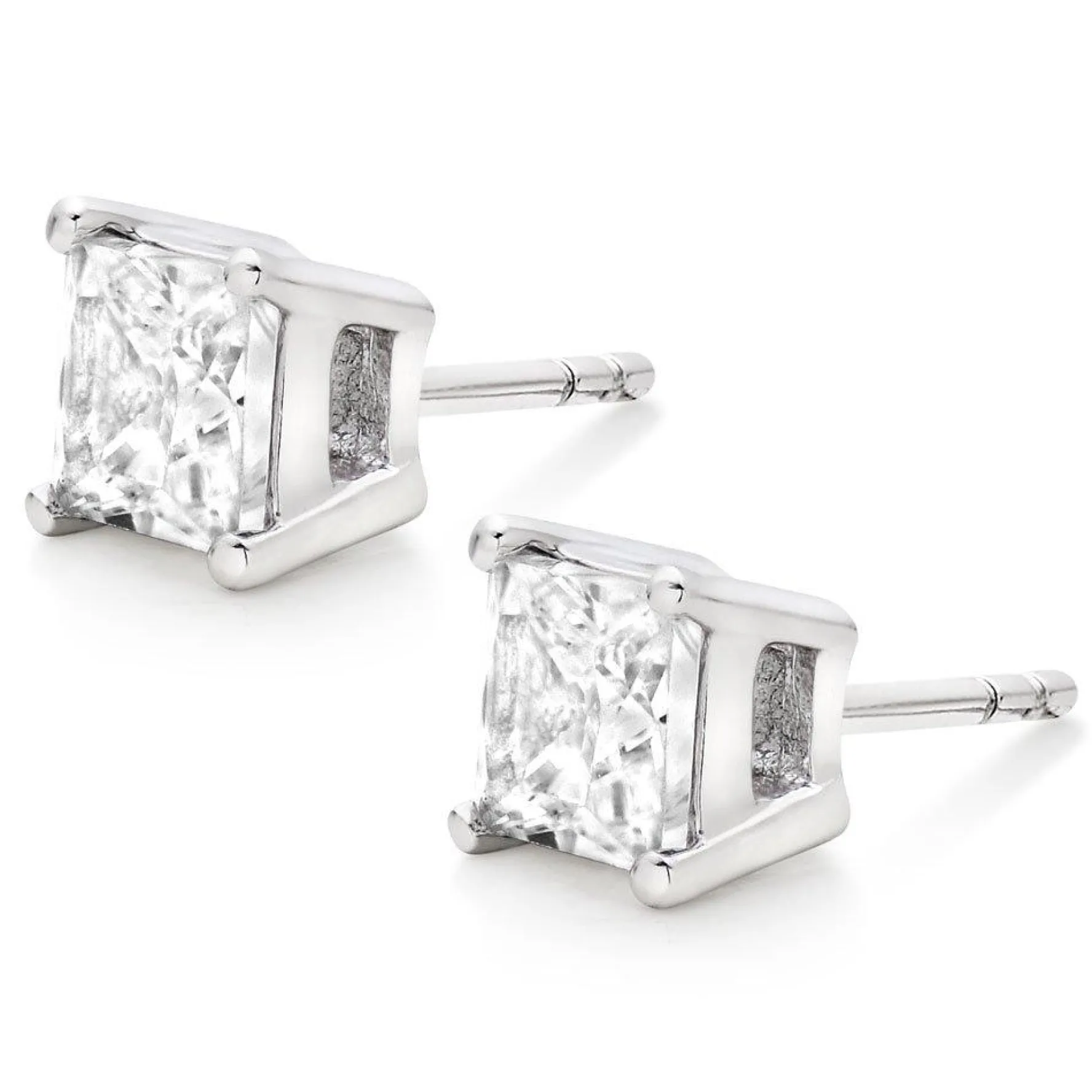 Beaverbrooks Silver Princess Cut Cubic Zirconia Stud Earrings