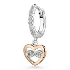 Beaverbrooks Silver Rose Gold Plated Cubic Zirconia Heart Huggie Hoop Earrings