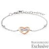 Beaverbrooks Silver Rose Gold Plated Cubic Zirconia Infinity Heart Bracelet