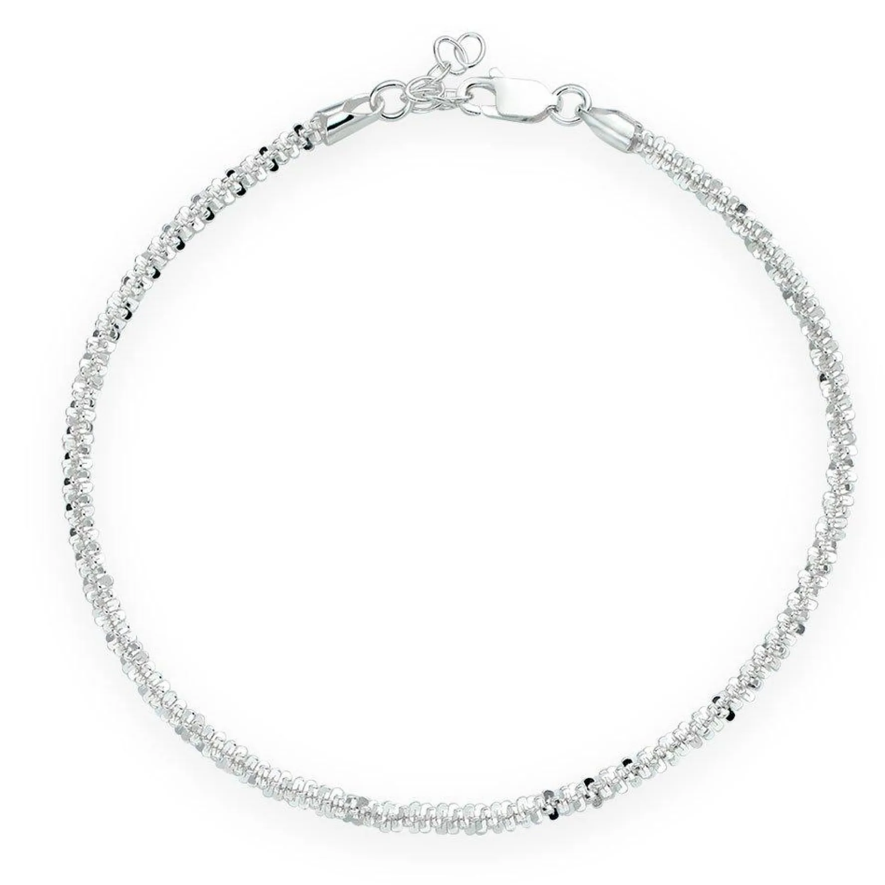 Beaverbrooks Silver Sparkle Twist Anklet