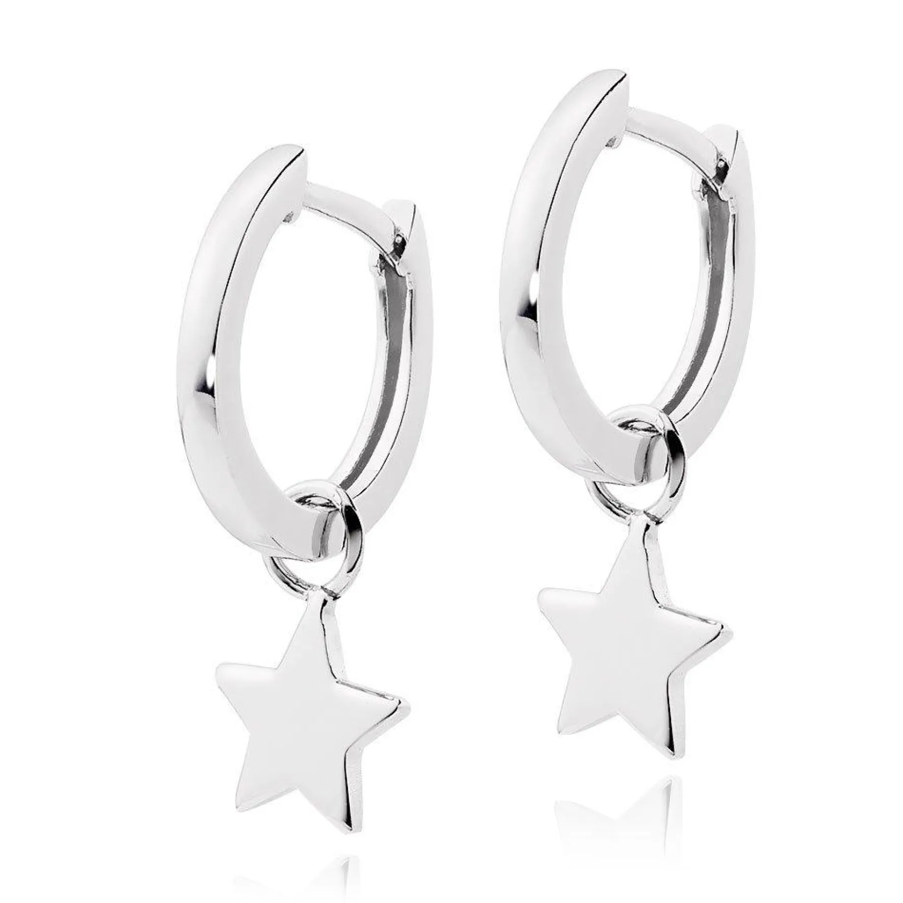 Beaverbrooks Silver Star Huggie Hoop Earrings