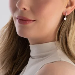Beaverbrooks Silver Star Huggie Hoop Earrings
