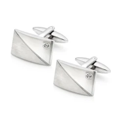 Beaverbrooks Stainless Steel Cubic Zirconia Cufflinks