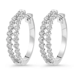 Beaverbrooks Starlit 18ct White Gold Diamond Hoop Earrings