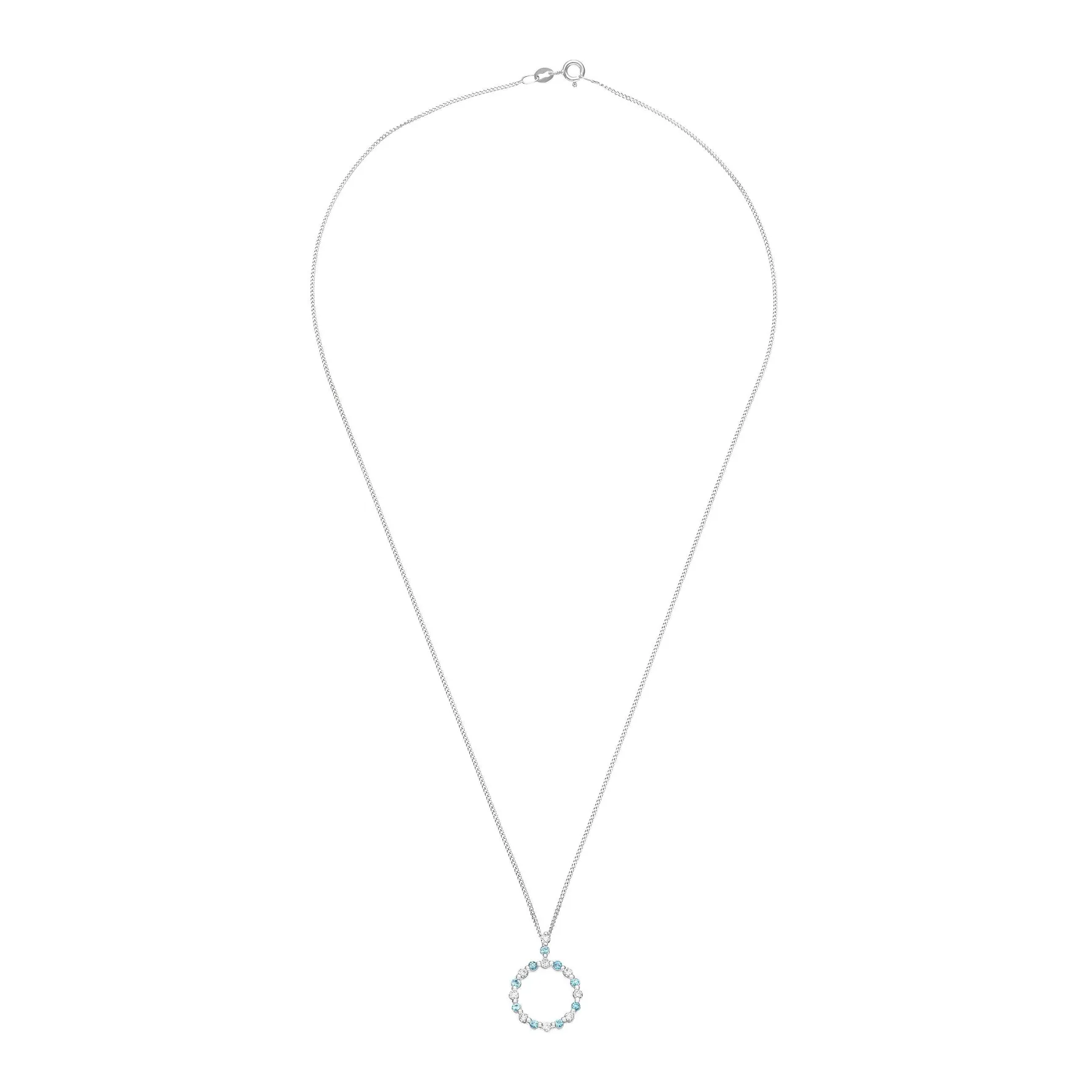 Beaverbrooks Starlit 9ct White Gold Diamond Aquamarine Pendant