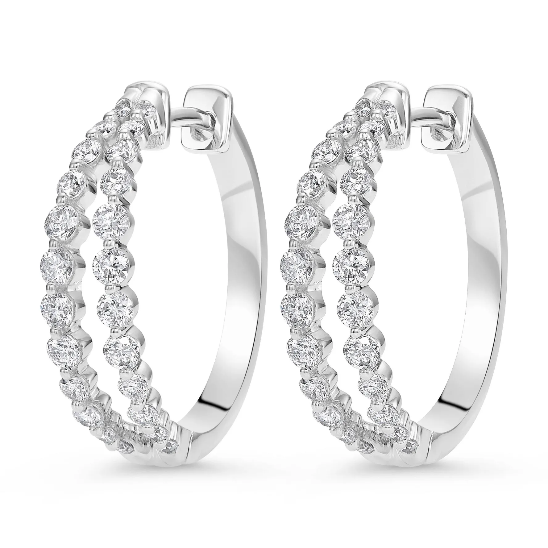 Beaverbrooks Starlit 18ct White Gold Diamond Hoop Earrings
