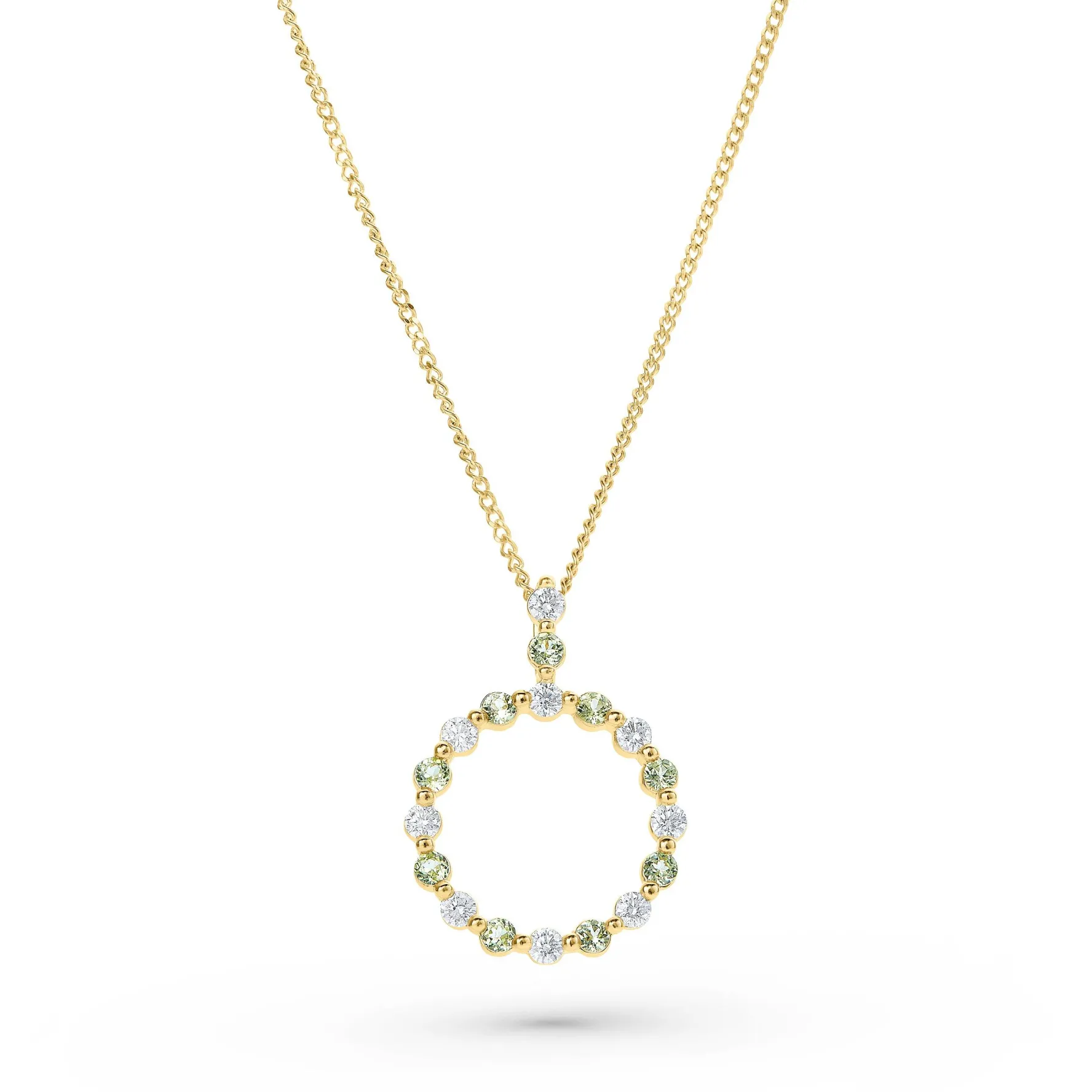 Beaverbrooks Starlit 9ct Yellow Gold Diamond Peridot Pendant