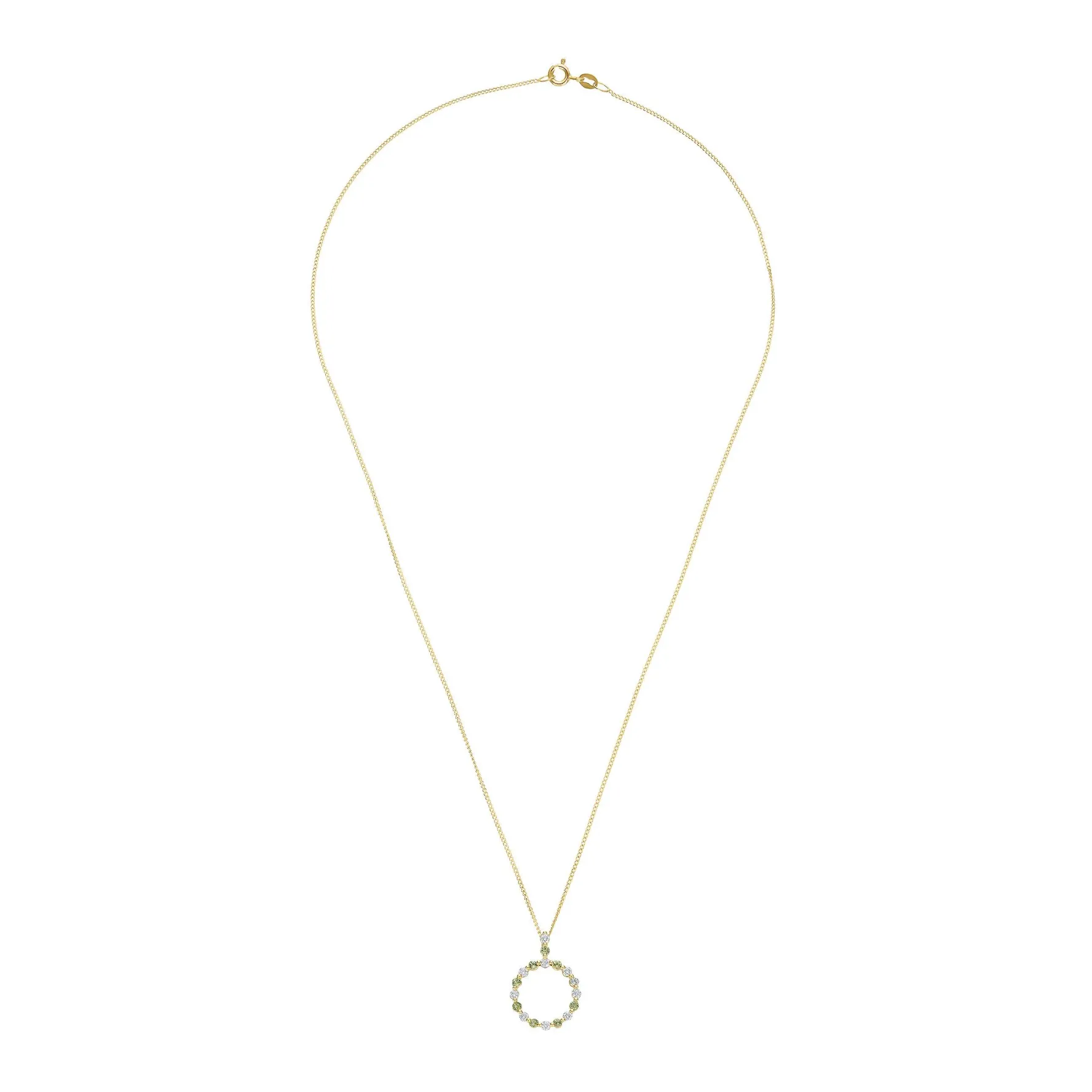 Beaverbrooks Starlit 9ct Yellow Gold Diamond Peridot Pendant