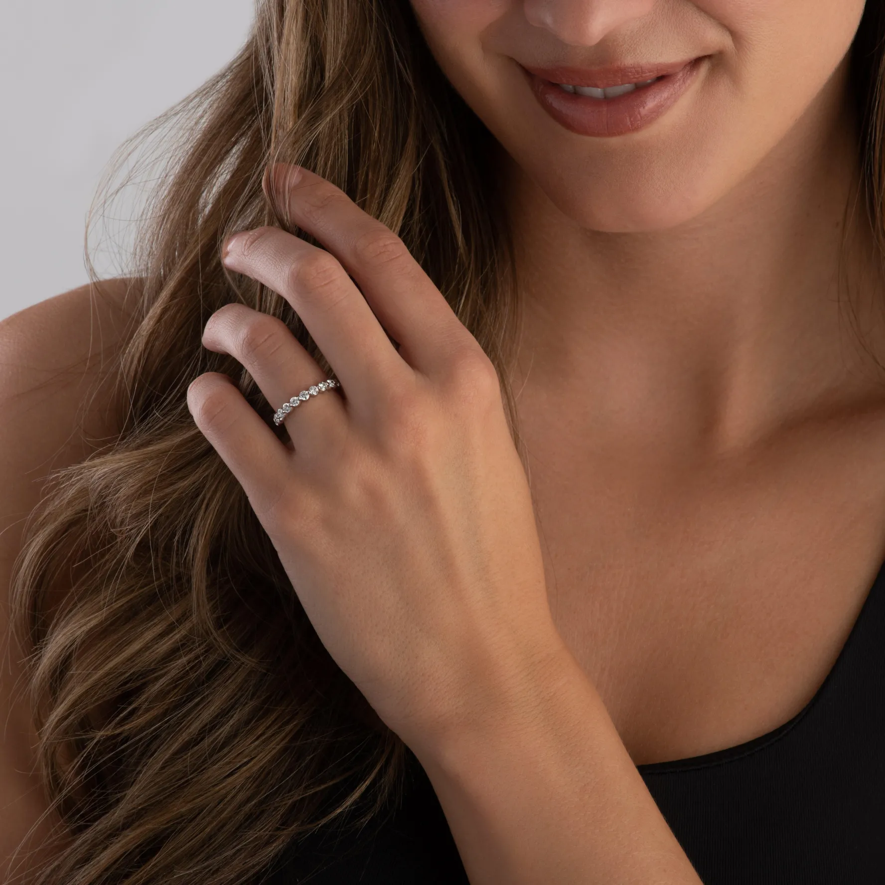 Beaverbrooks Starlit Platinum Diamond 2mm Half Eternity Ring