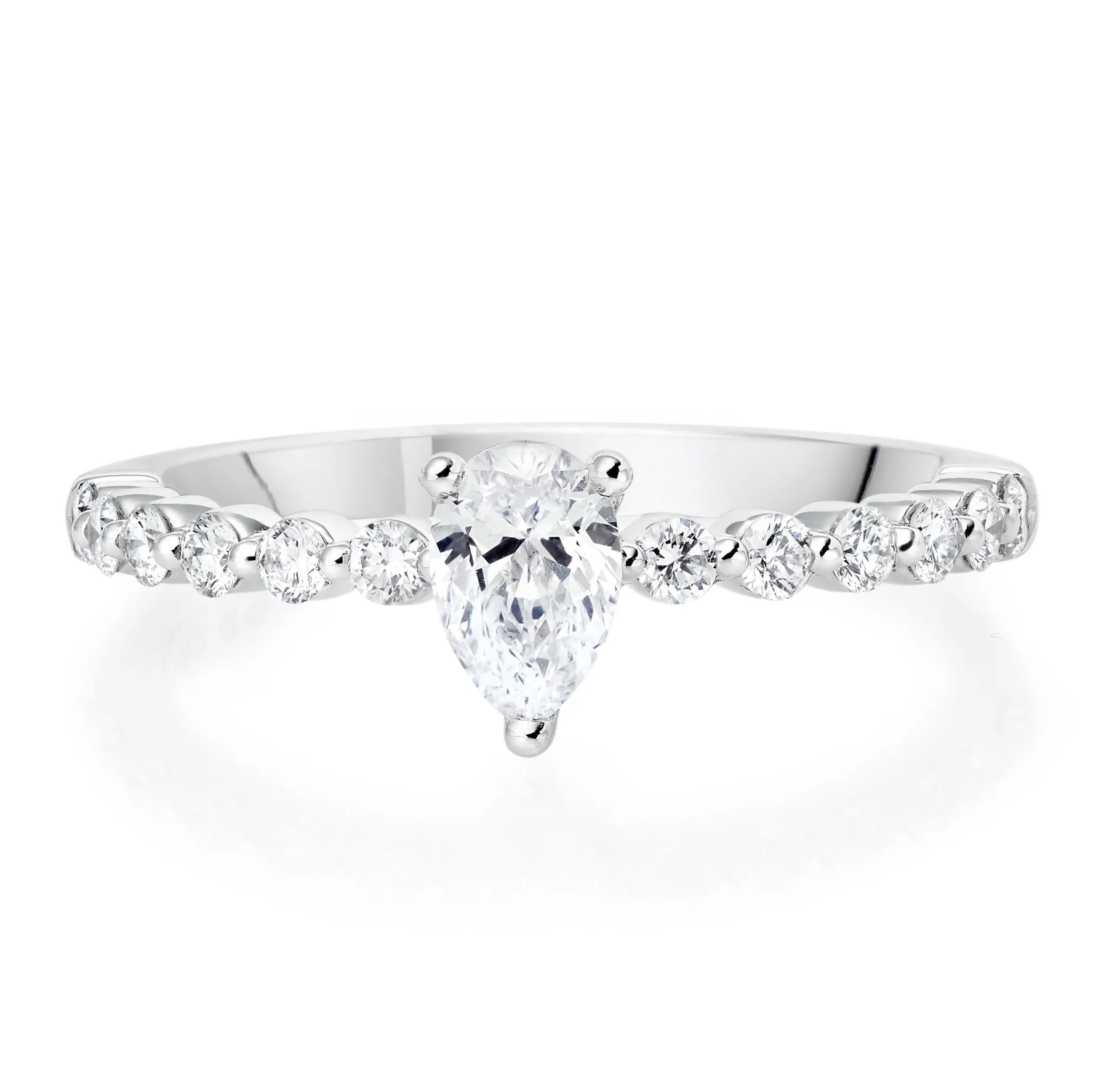Beaverbrooks Starlit Platinum Diamond Pear Shaped Solitaire Ring