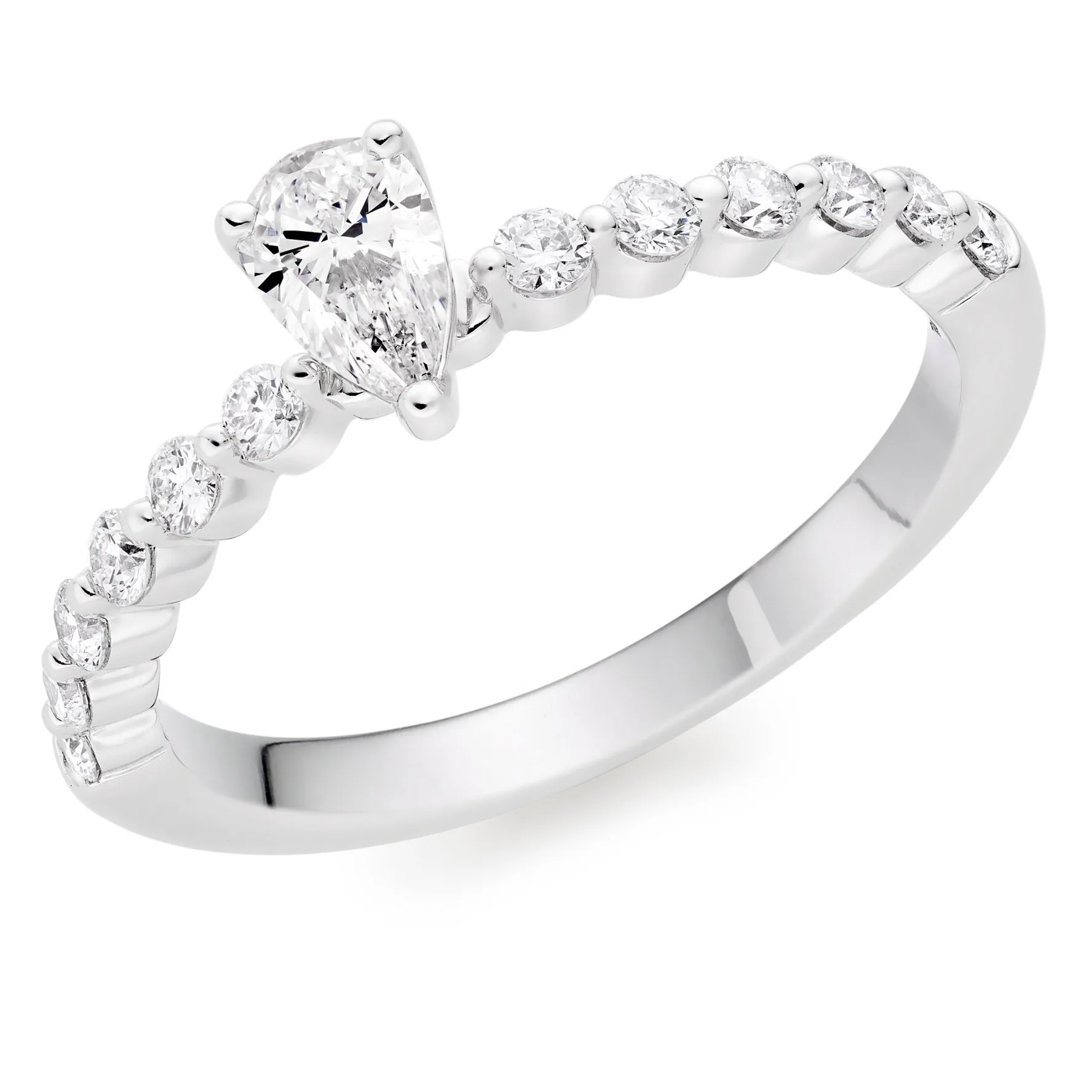 Beaverbrooks Starlit Platinum Diamond Pear Shaped Solitaire Ring
