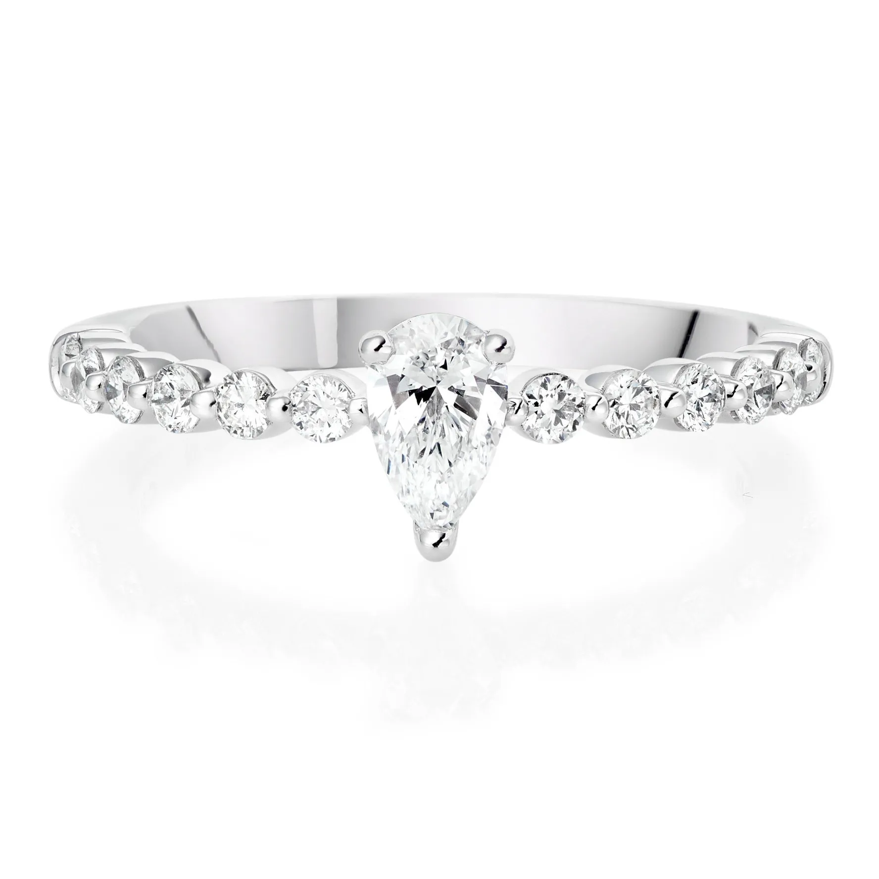Beaverbrooks Starlit Platinum Diamond Pear Shaped Solitaire Ring