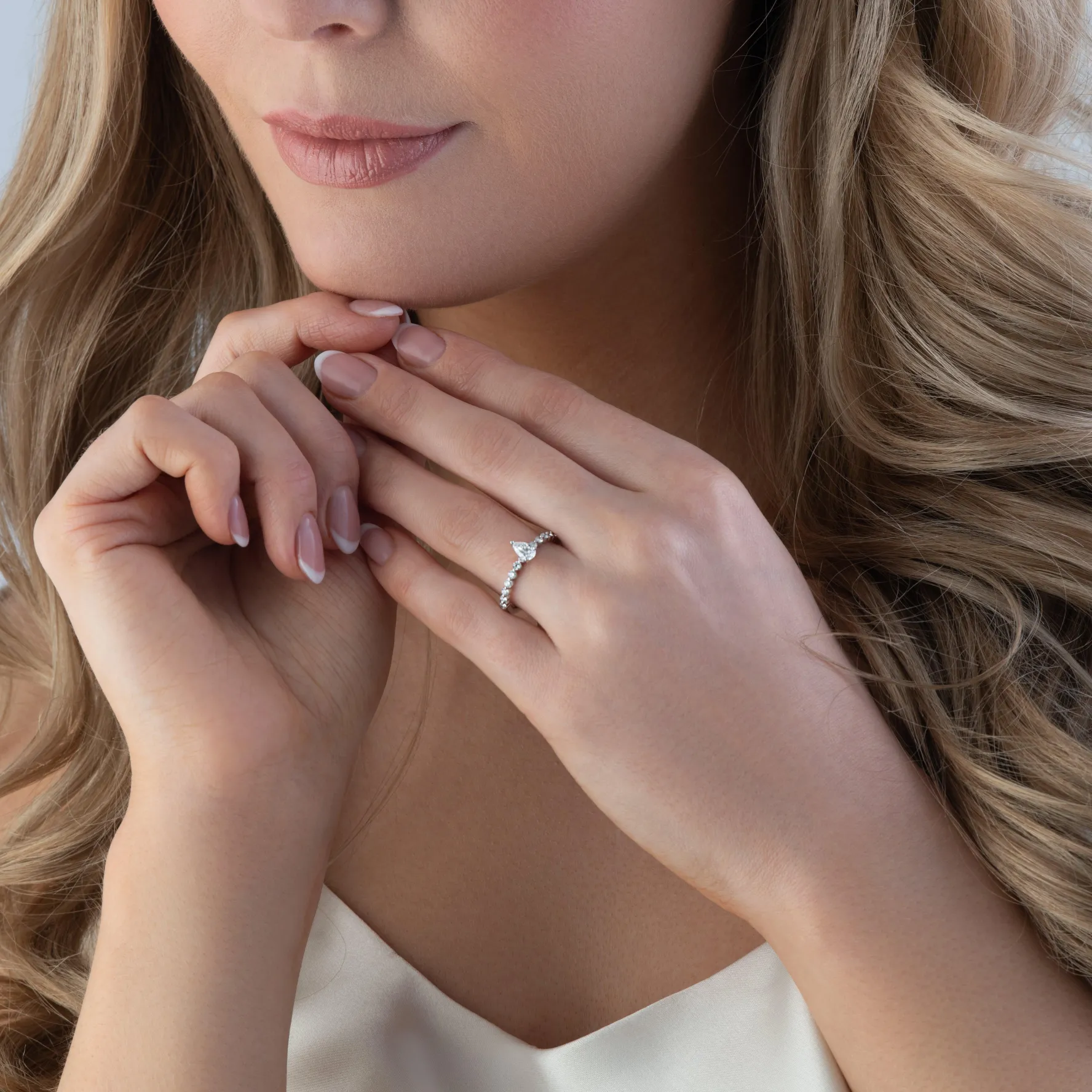 Beaverbrooks Starlit Platinum Diamond Pear Shaped Solitaire Ring
