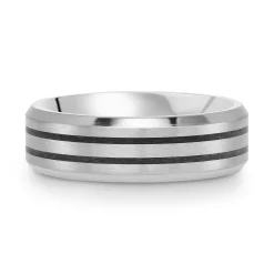 Beaverbrooks Titanium and Black Rhodium Men's Ring