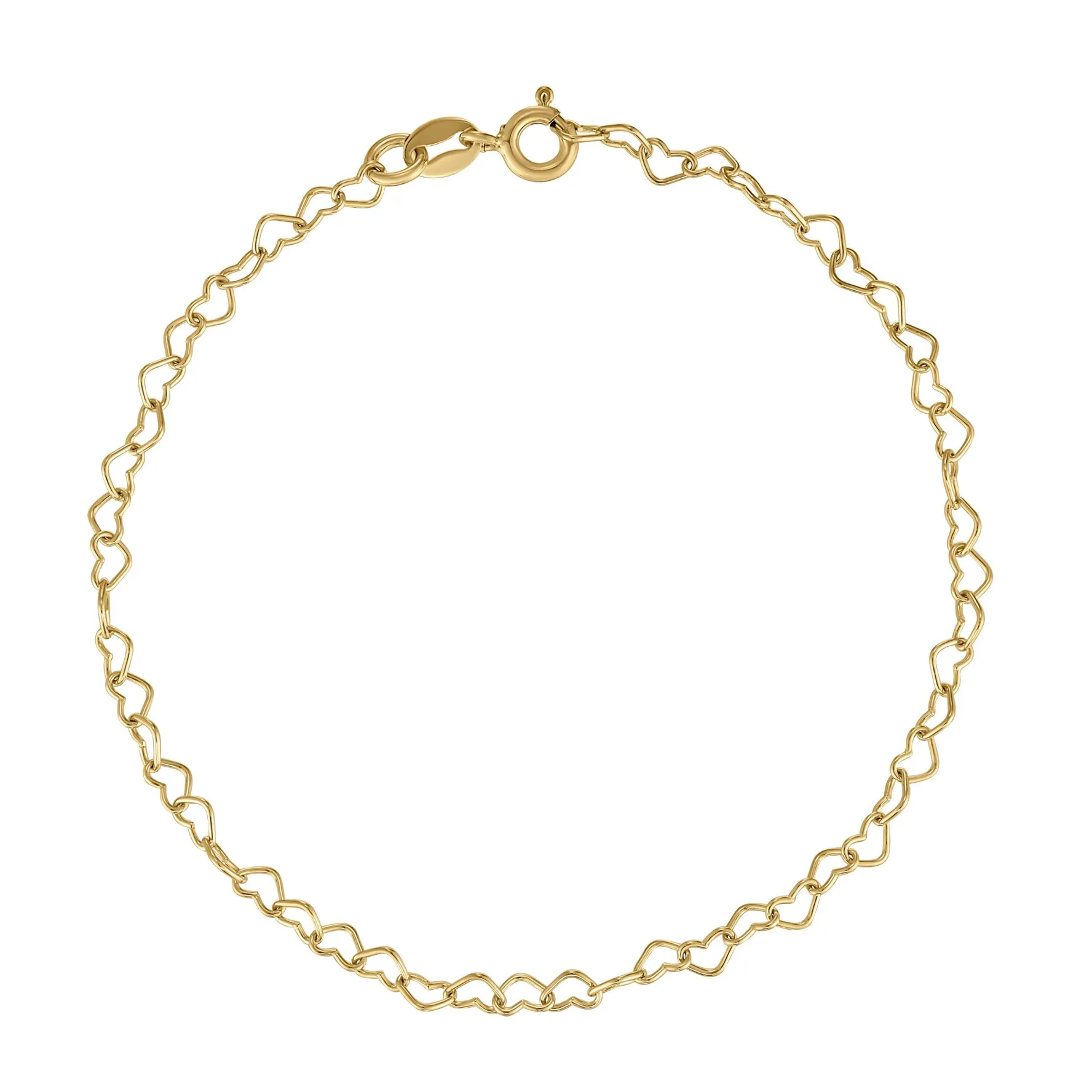 Beaverbrooks Yellow Gold Plated Heart Chain Bracelet