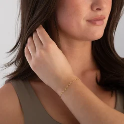 Beaverbrooks Yellow Gold Plated Heart Chain Bracelet
