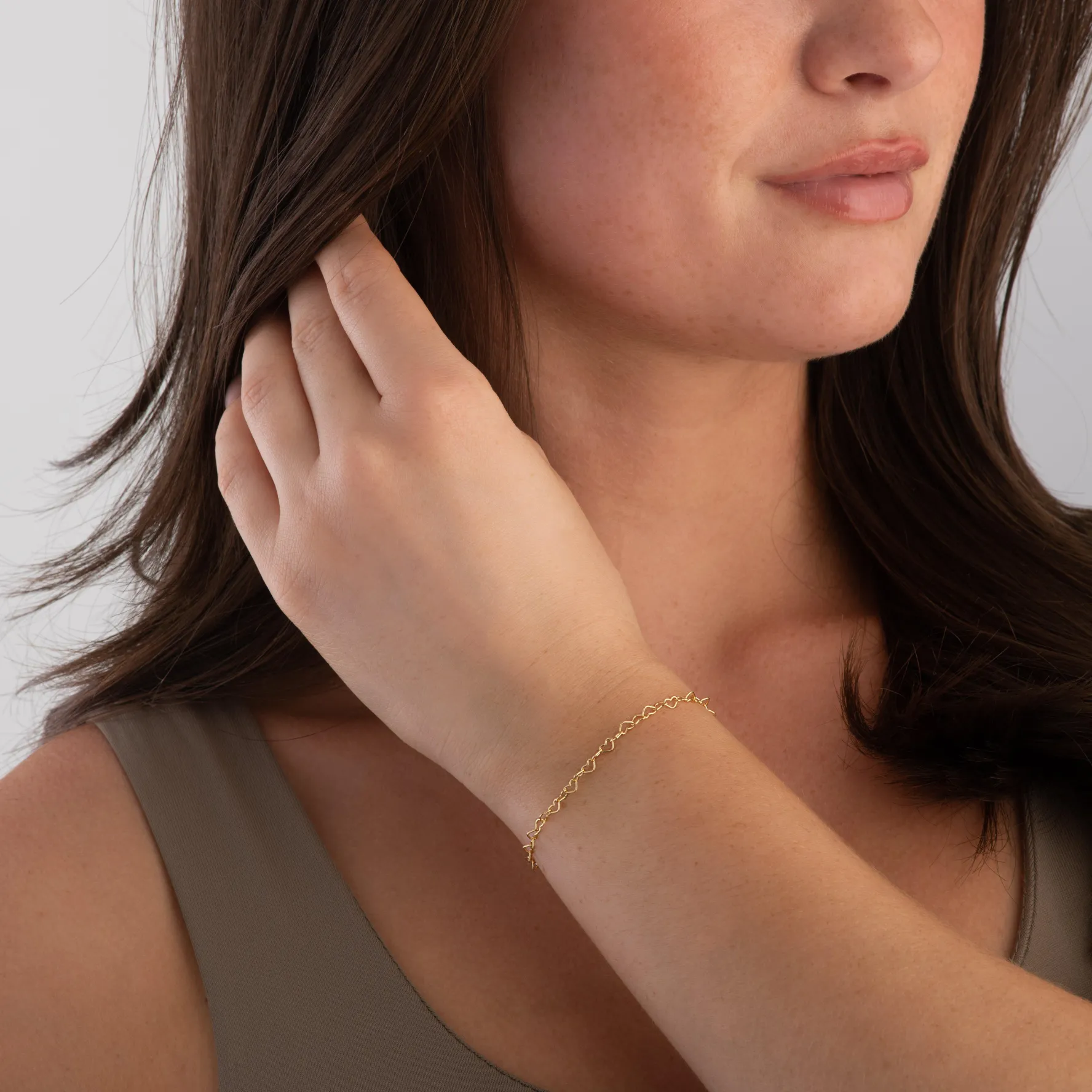 Beaverbrooks Yellow Gold Plated Heart Chain Bracelet
