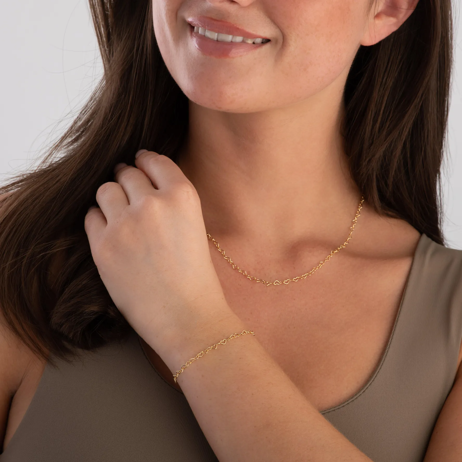 Beaverbrooks Yellow Gold Plated Heart Chain Bracelet