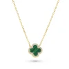 Beaverbrooks Yellow Gold Plated Cubic Zirconia Malachite Clover Necklace