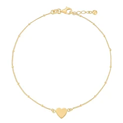 Beaverbrooks Yellow Gold Plated Heart Anklet
