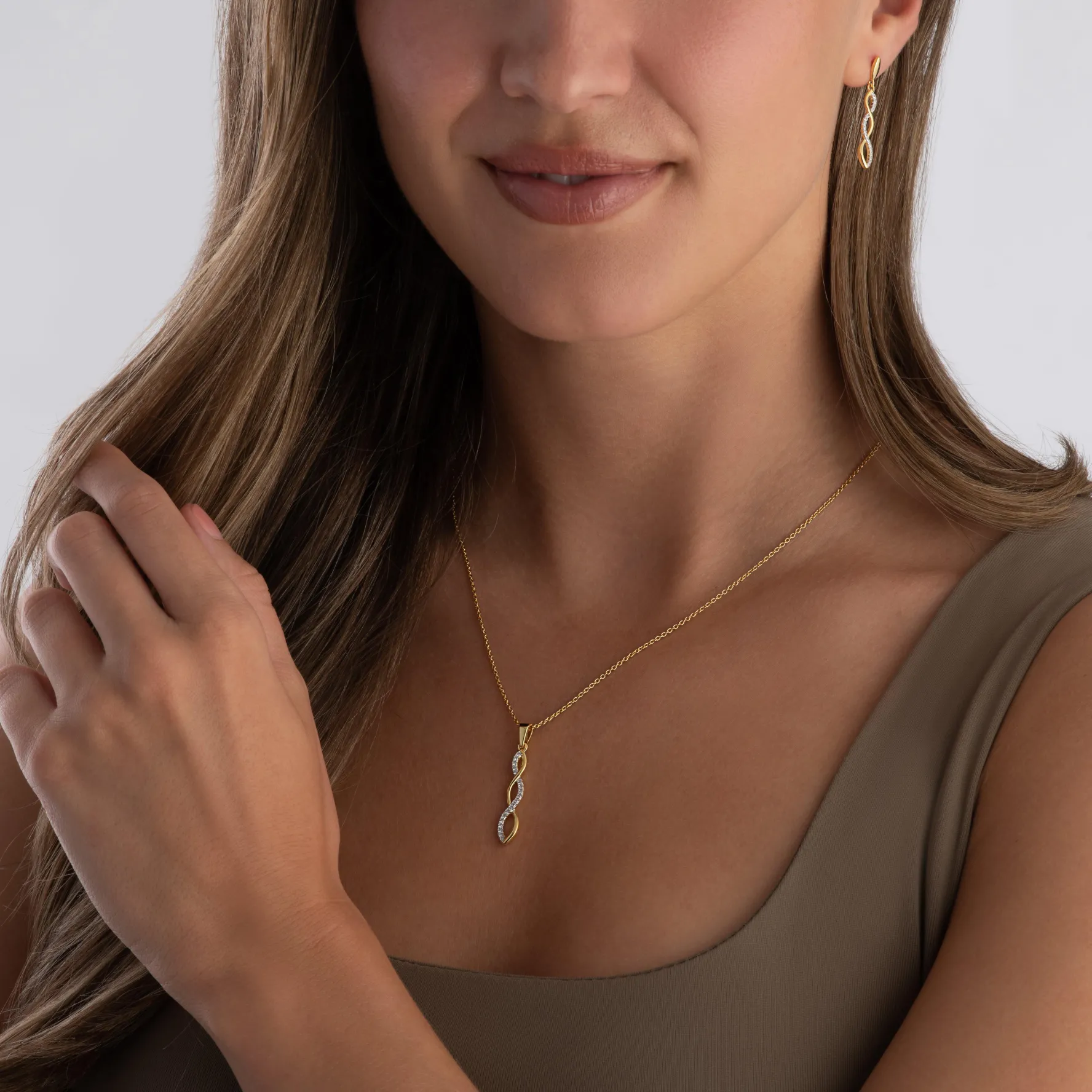 Beaverbrooks Yellow Gold Plated Cubic Zirconia Infinity Drop Earrings