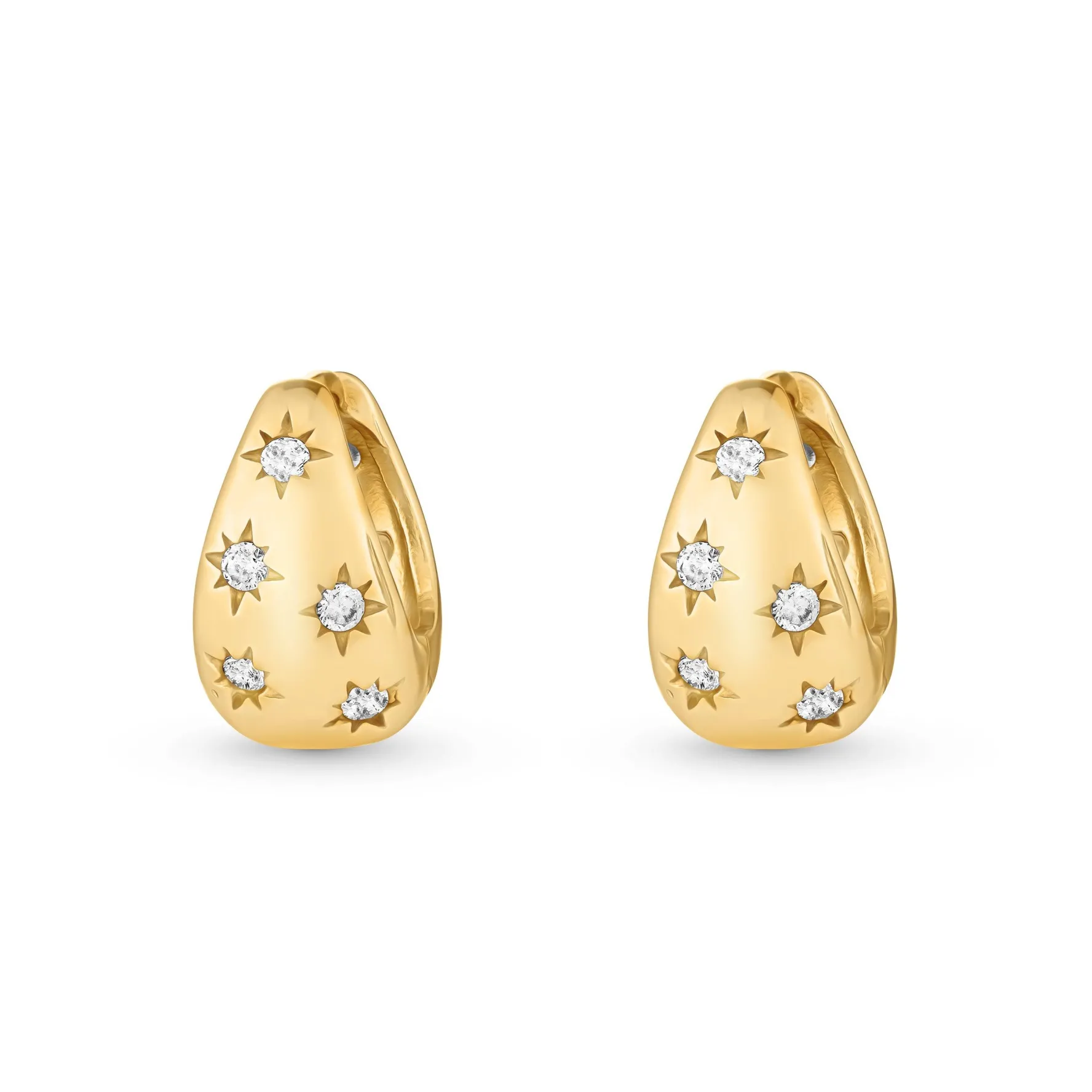 Beaverbrooks Yellow Gold Plated Cubic Zirconia Huggie Hoop Earrings