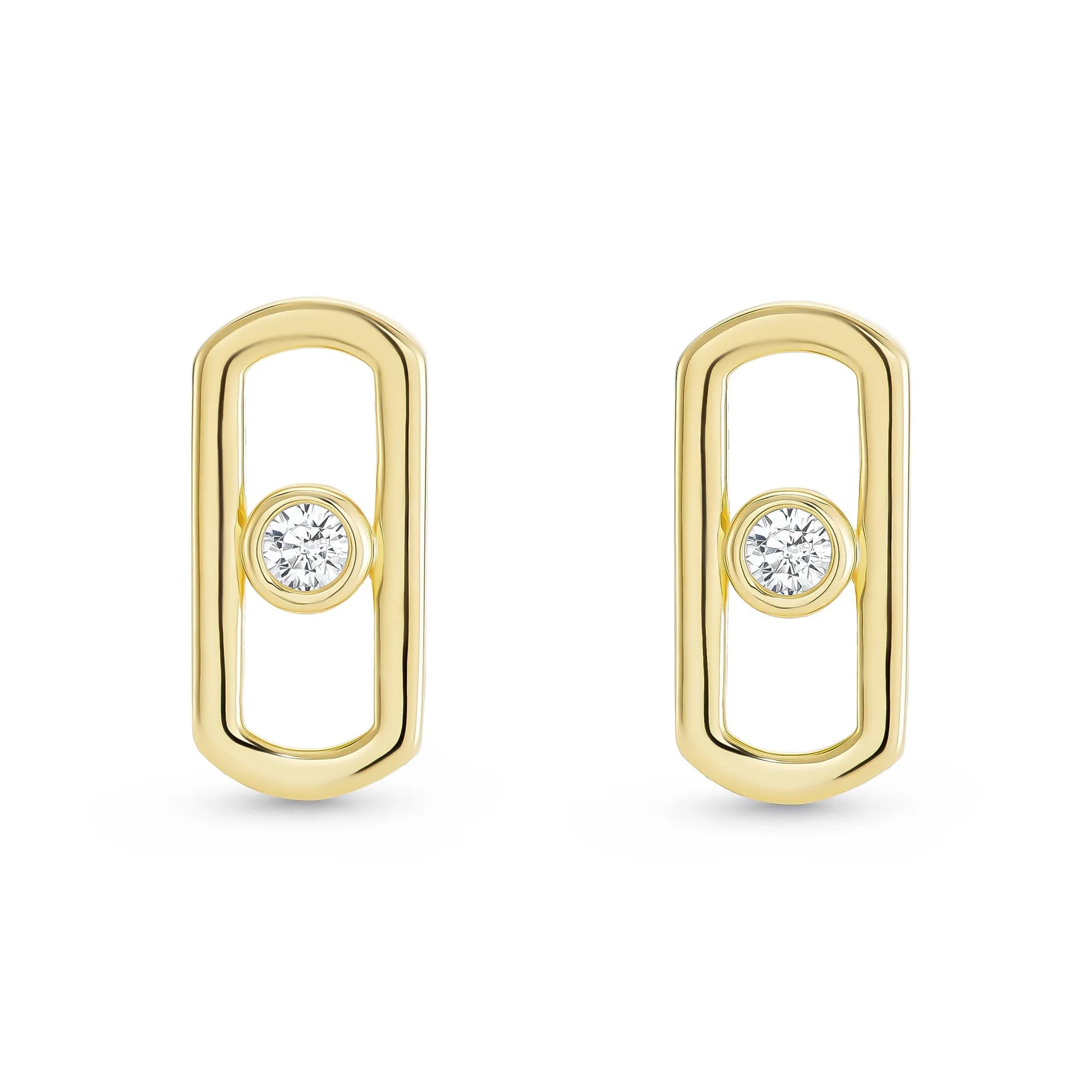 Beaverbrooks Yellow Gold Plated Cubic Zirconia Glide Stud Earrings