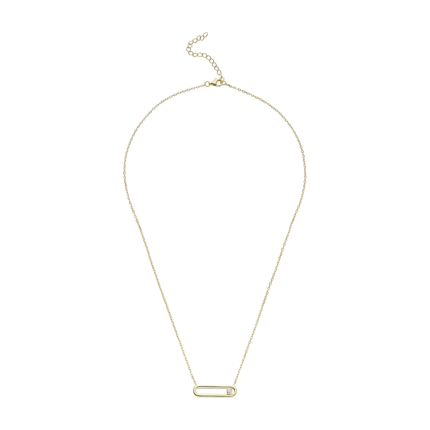 Beaverbrooks Yellow Gold Plated Cubic Zirconia Glide Necklace