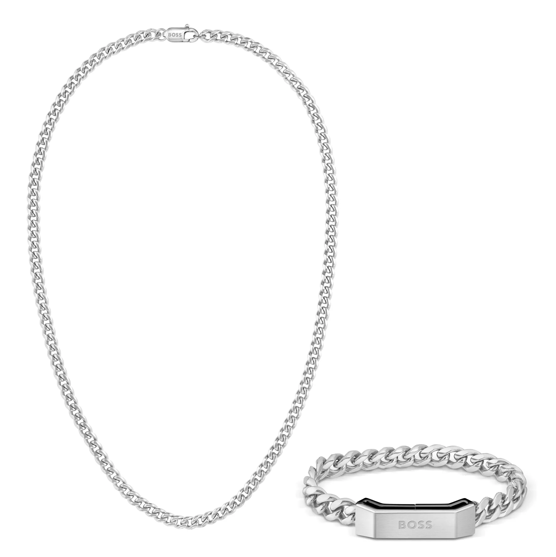 BOSS Chain Necklace and Bracelet Set