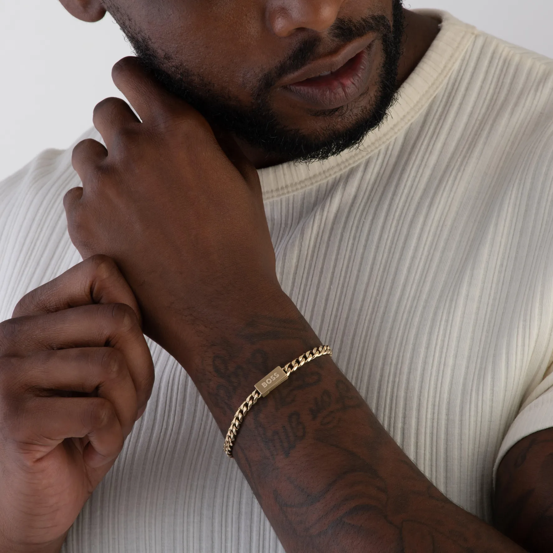 BOSS Gold Tone Chain Men’s Bracelet