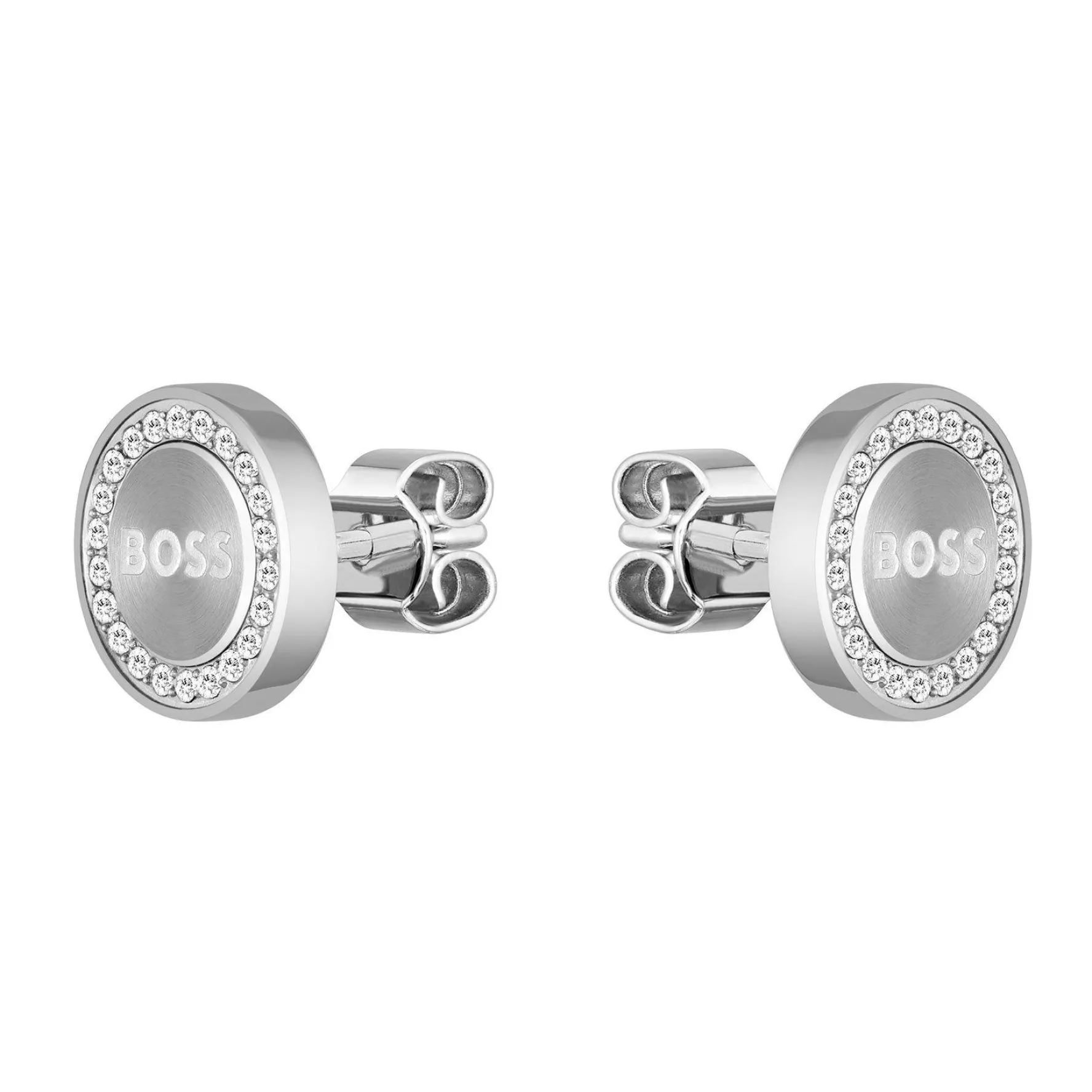 BOSS Iona Silver Crystal Ladies Stud Earrings