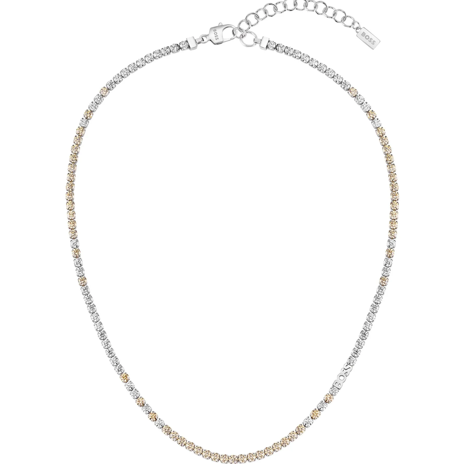 BOSS Kassy Precious Silver Crystal Tennis Necklace