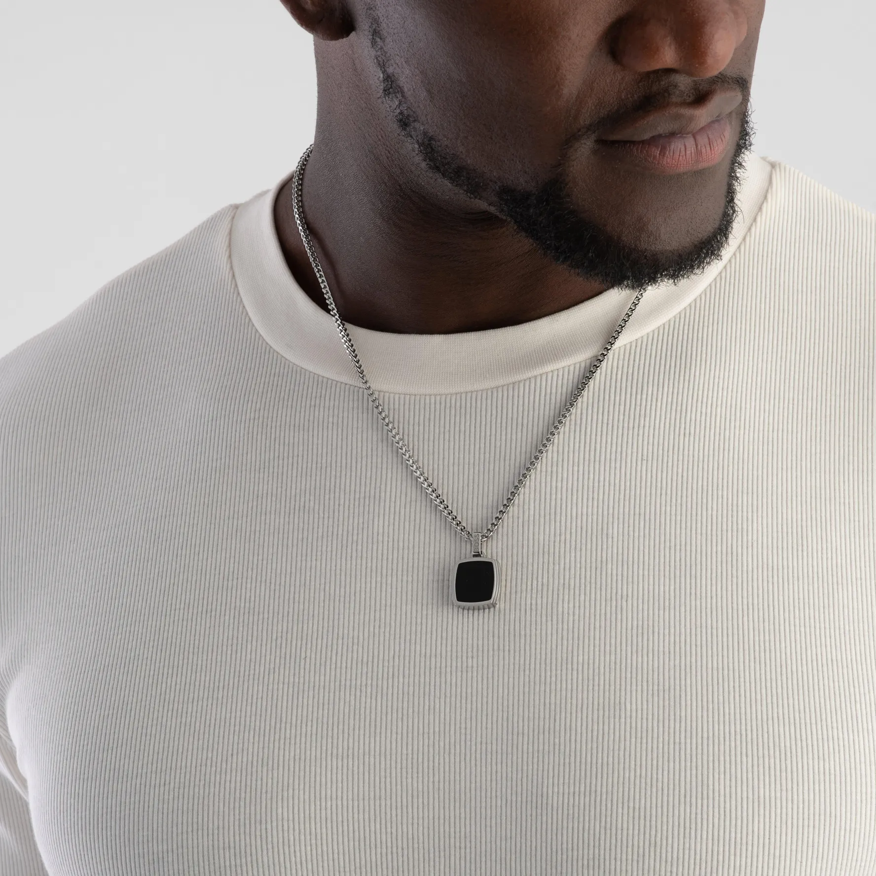 BOSS Odell Silver Black Onyx Men’s Pendant