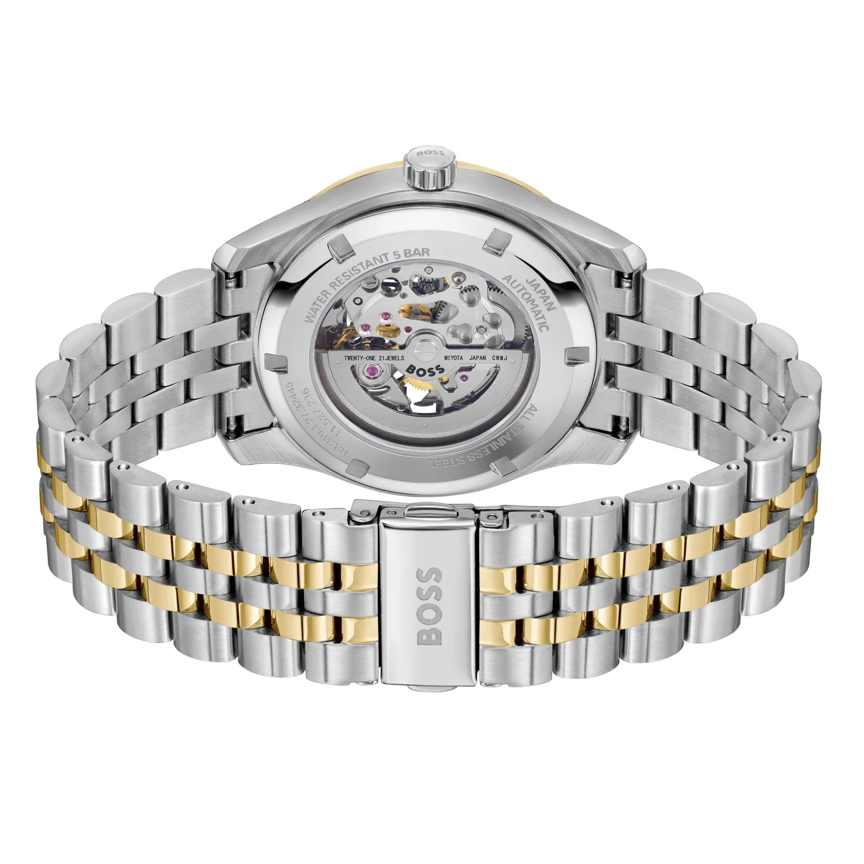 BOSS Principle 41mm Stainless Steel and Yellow Gold Tone Skeleton Automatic Men’s Watch