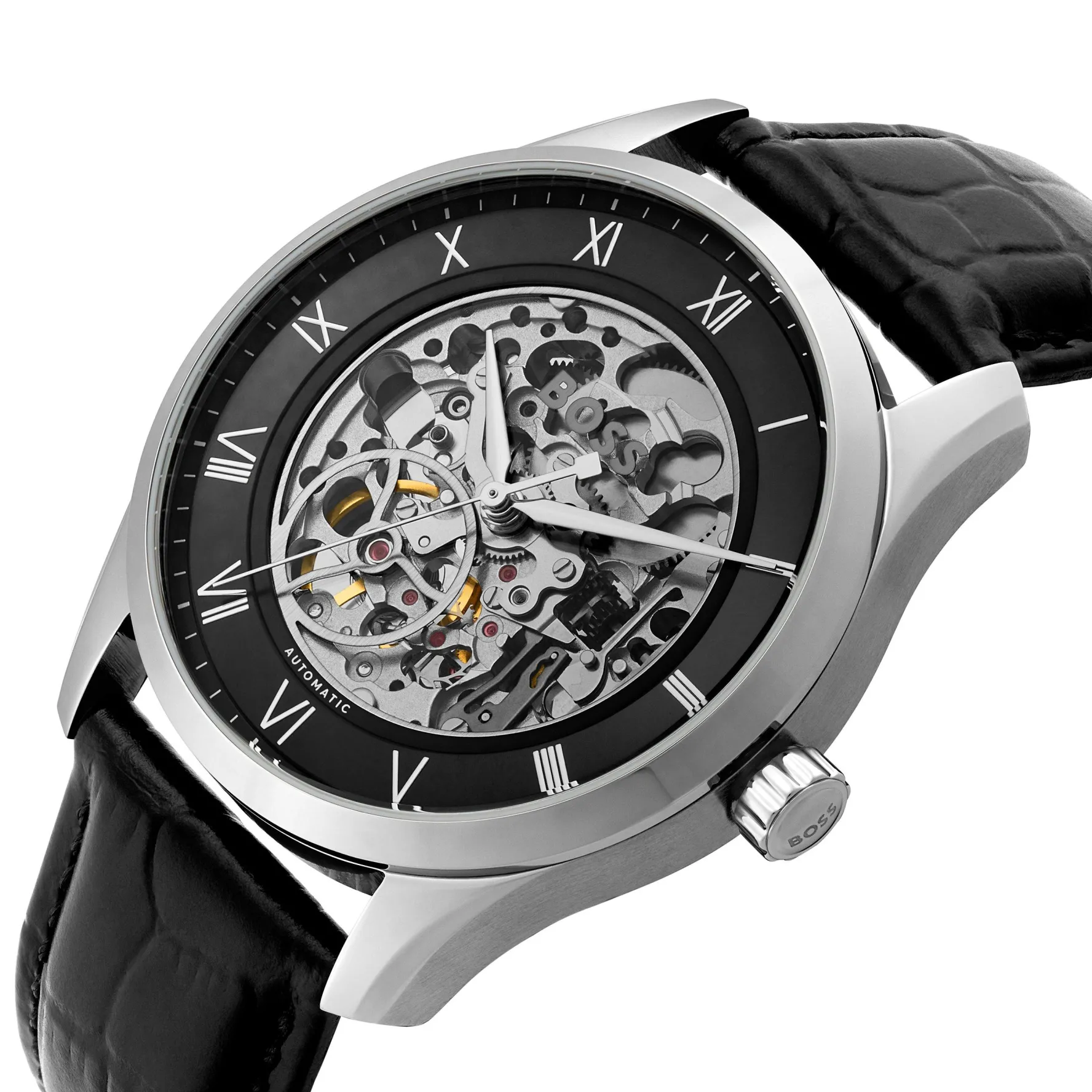 BOSS Principle 41mm Stainless Steel Skeleton Automatic Men’s Watch