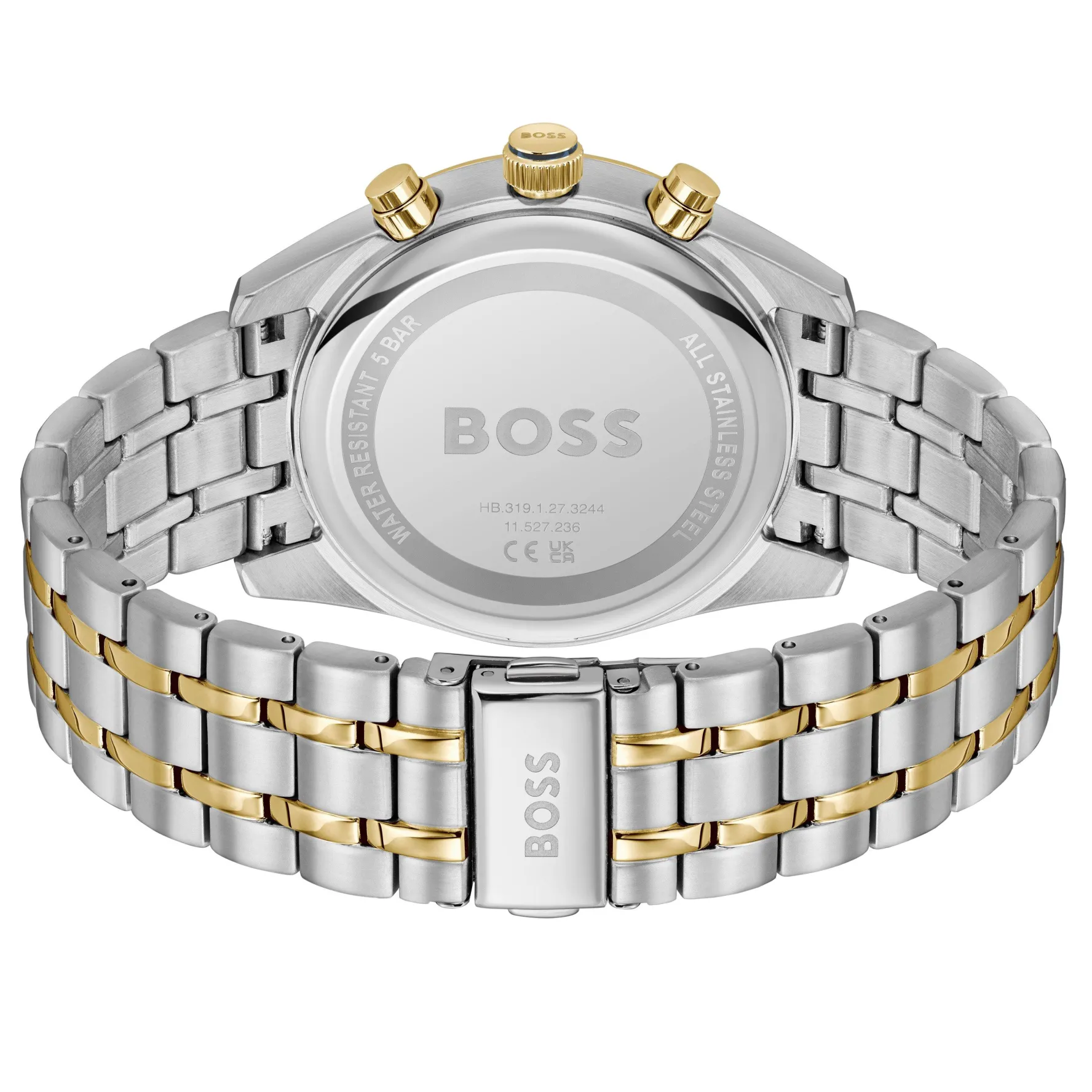 BOSS Skytraveller 44mm Stainless Steel and Yellow Gold Tone Chronograph Watch