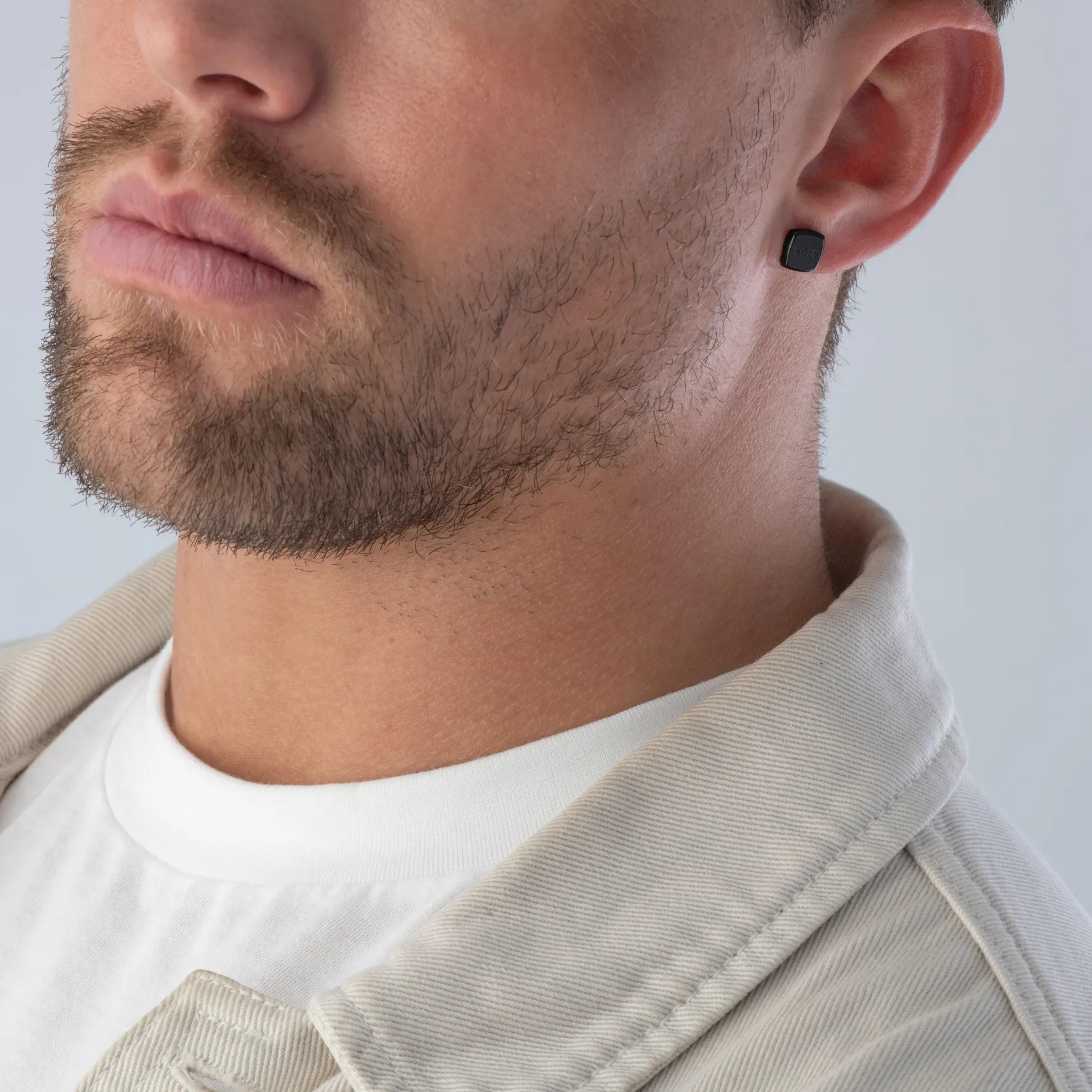BOSS Stainless Steel Black Stud Men’s Earrings