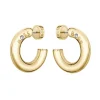 BOSS Yellow Gold Tone Crystal Hoop Earrings