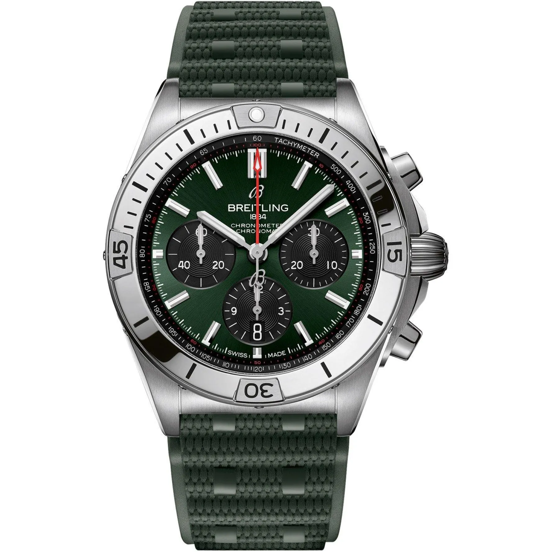 Breitling Chronomat B01 42mm Green Rubber Strap Chronograph Automatic Men’s Watch