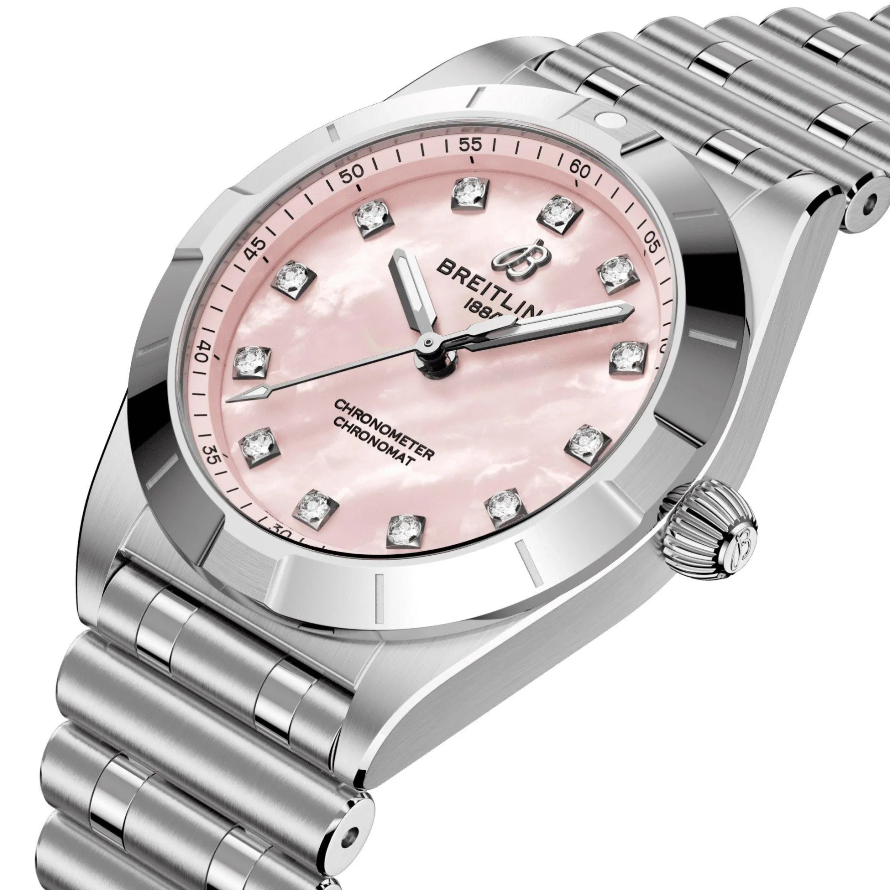 Breitling Chronomat 28mm Stainless Steel Mother of Pearl Ladies Watch