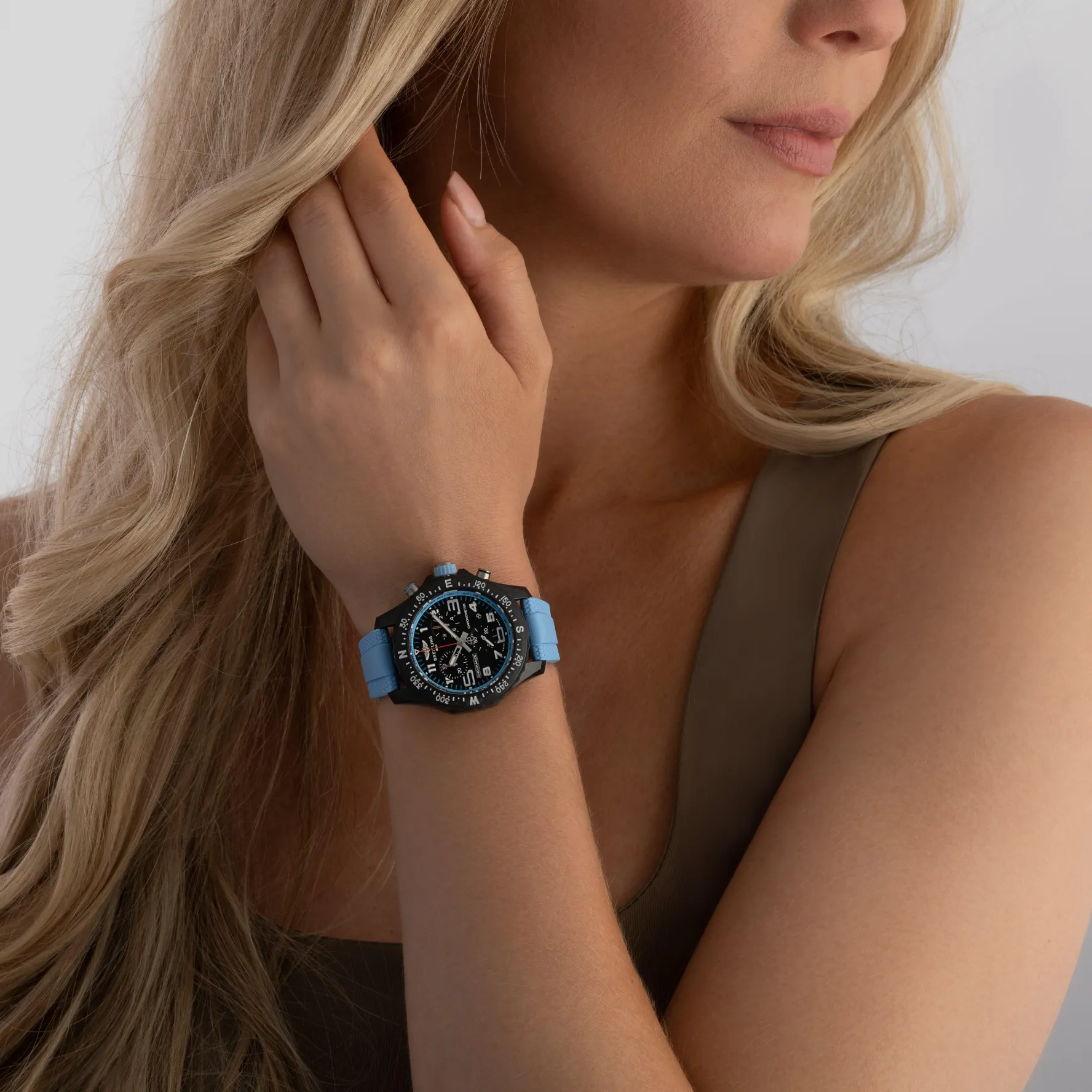 Breitling Endurance Pro 38mm Chronograph Blue Rubber Strap Ladies Watch