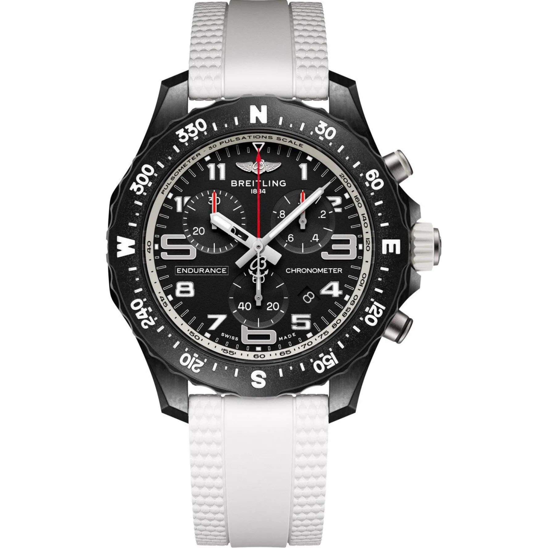 Breitling Endurance Pro 38mm Chronograph White Rubber Strap Ladies Watch