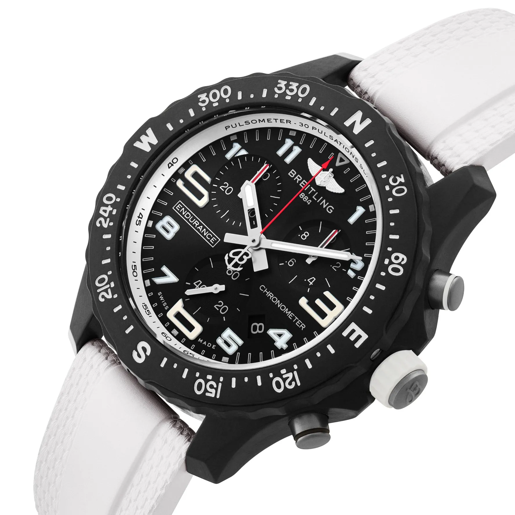 Breitling Endurance Pro 38mm Chronograph White Rubber Strap Ladies Watch